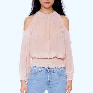 STUDDED Ramy Brook
Lauren Cold-Shoulder Top XS Blush, Pink with SILVER Studs
